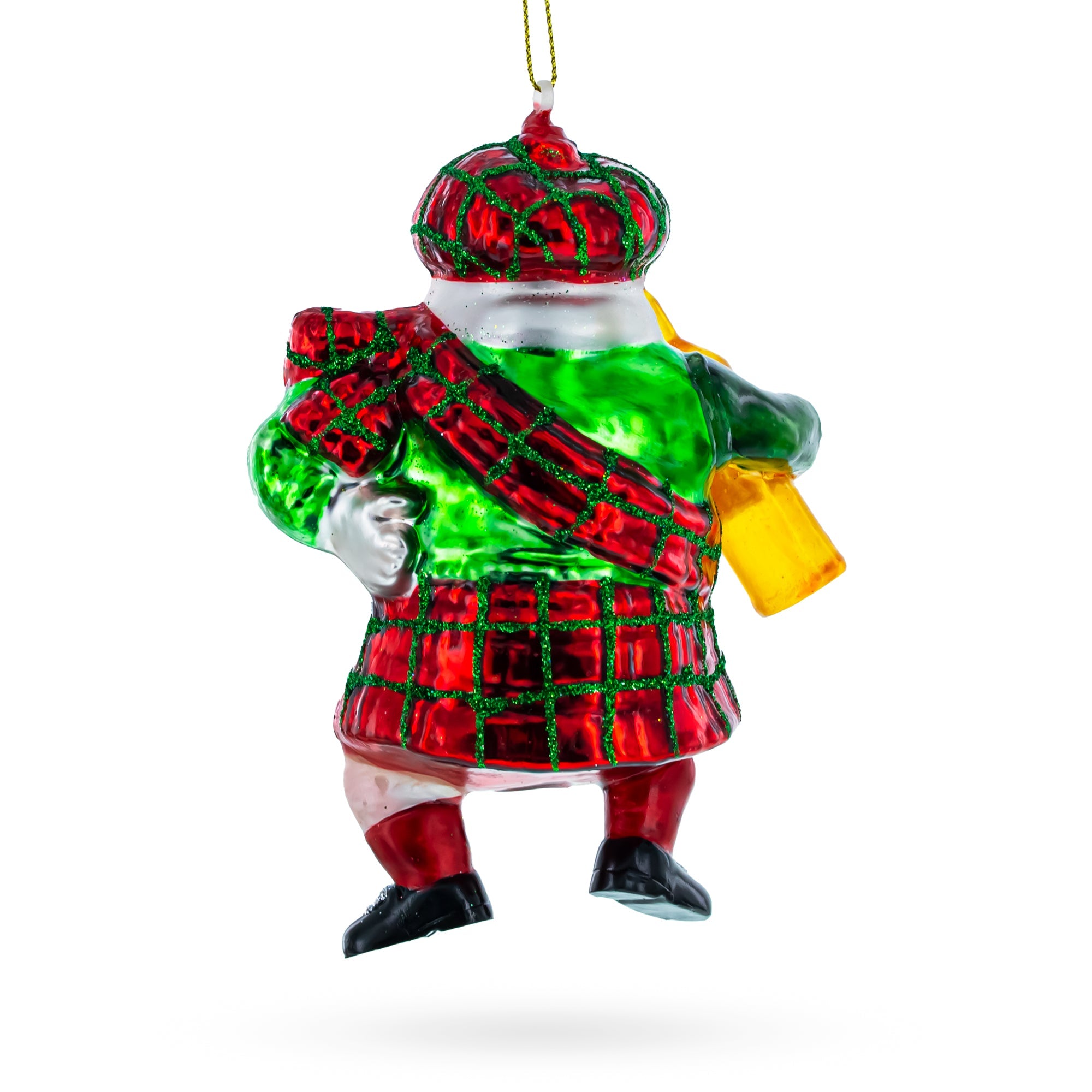 Scottish Santa In Kilt - Blown Glass Christmas Ornament