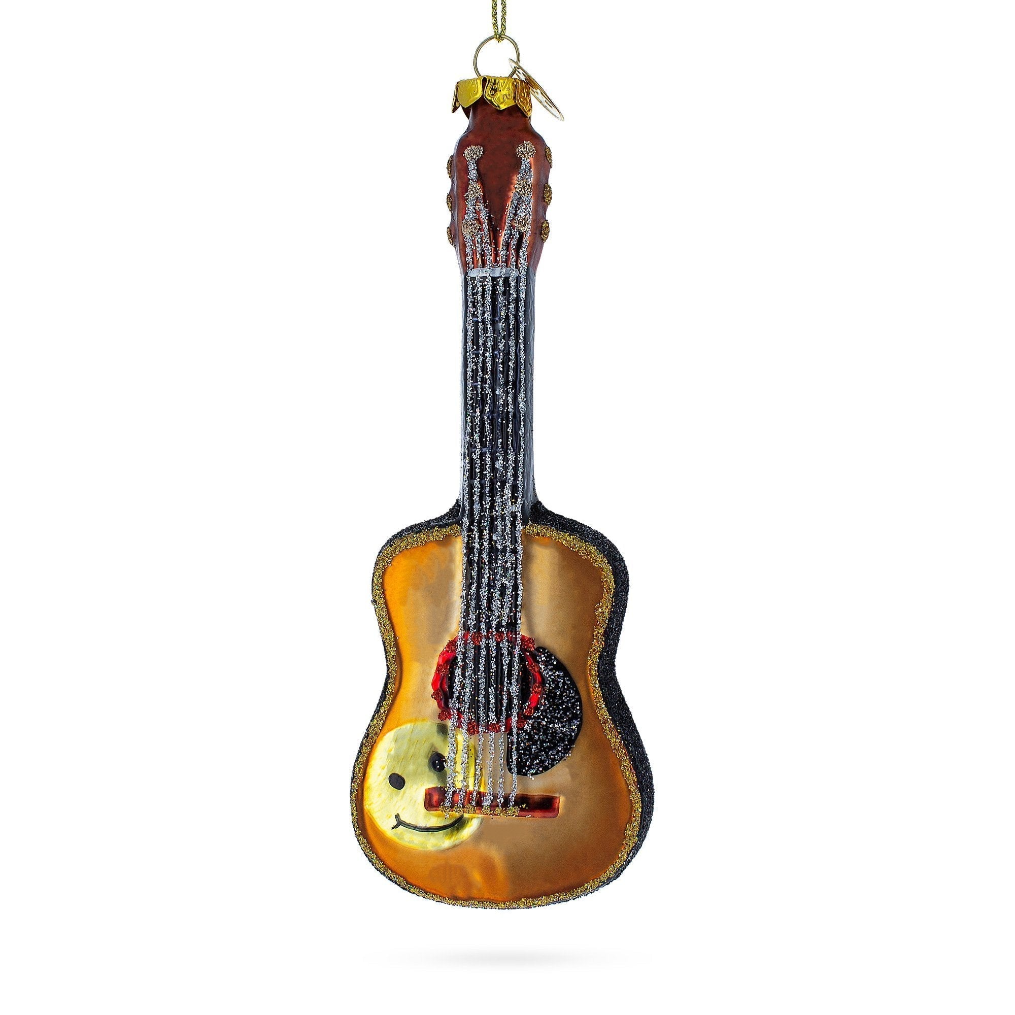 Rocking' Glittered Guitar - Blown Glass Christmas Ornament