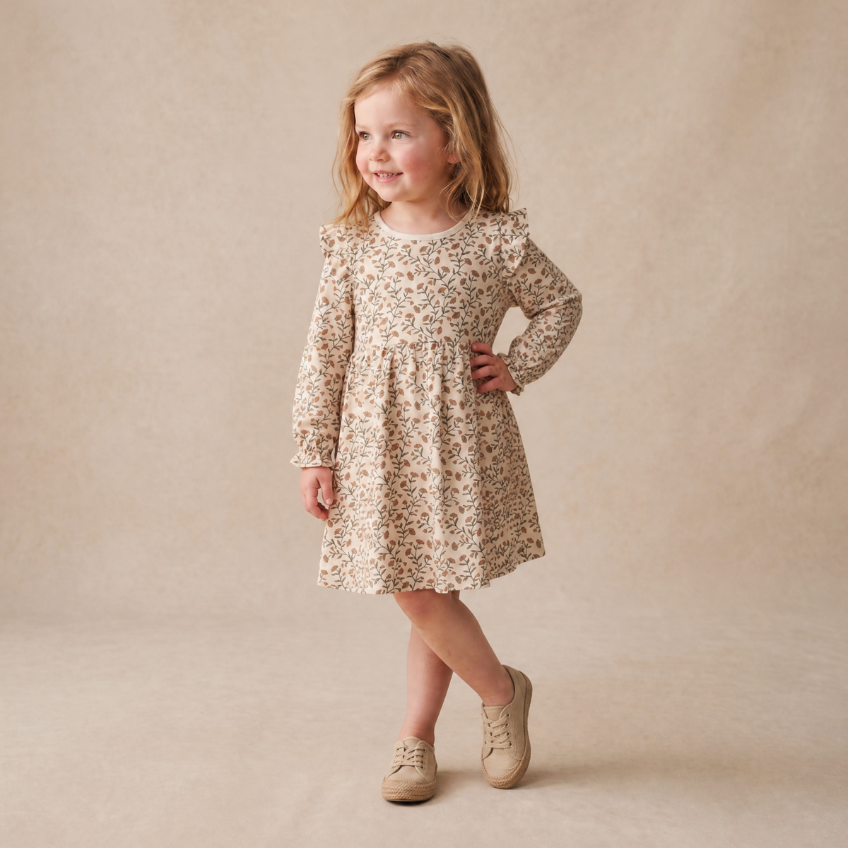 Organic Ruffle Sleeve Dress - Rustbloom