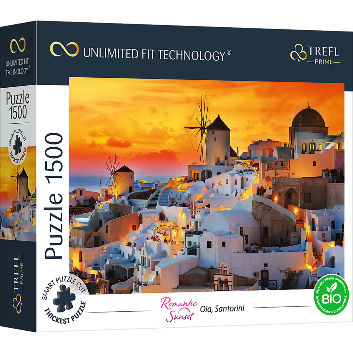 Prime Romantic Sunset: Oia, Santorini 1500 Piece Puzzle