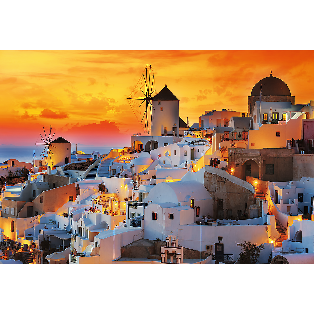 Prime Romantic Sunset: Oia, Santorini 1500 Piece Puzzle