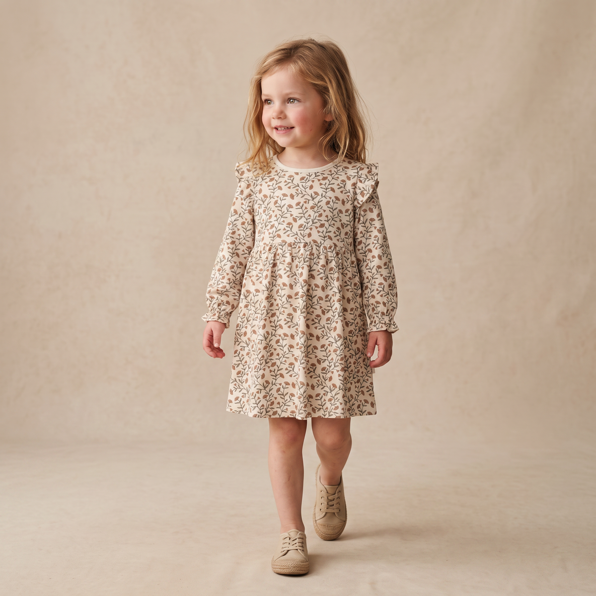 Organic Ruffle Sleeve Dress - Rustbloom