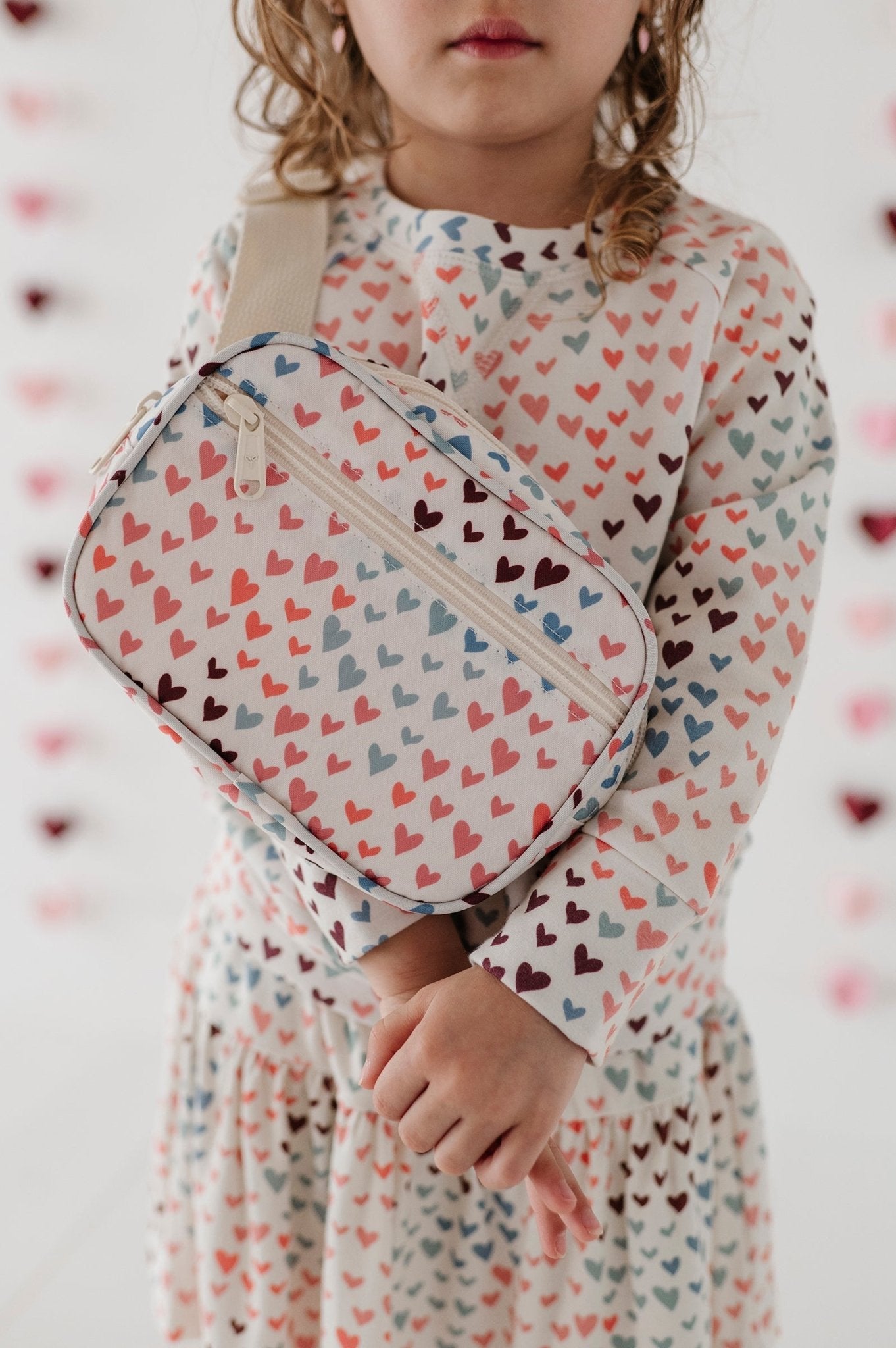 Girls Mini Belt Bag In Rainbow Hearts
