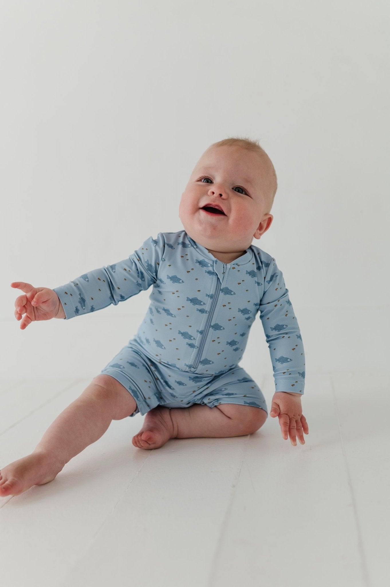 Baby Boy One-piece Rash Guard Swimsuit In Fish