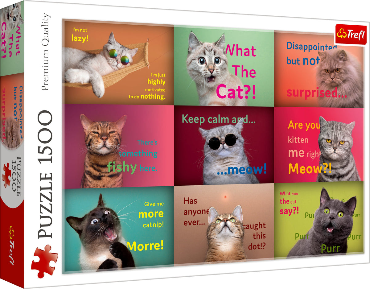 Red Funny Cat Faces 1500 Piece Puzzle