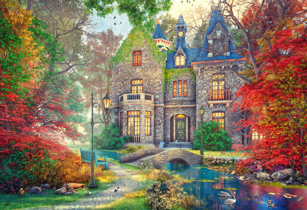 Red Autumn Mansion 1500 Piece Puzzle