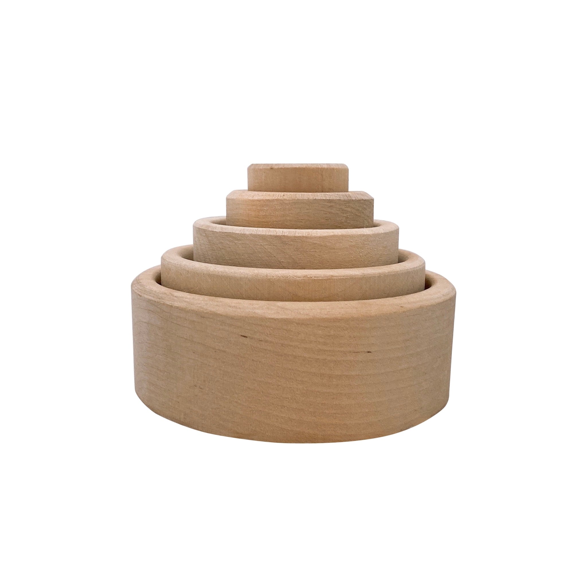 5 Pcs Natural Wooden Stacking nesting Cup bowl Set