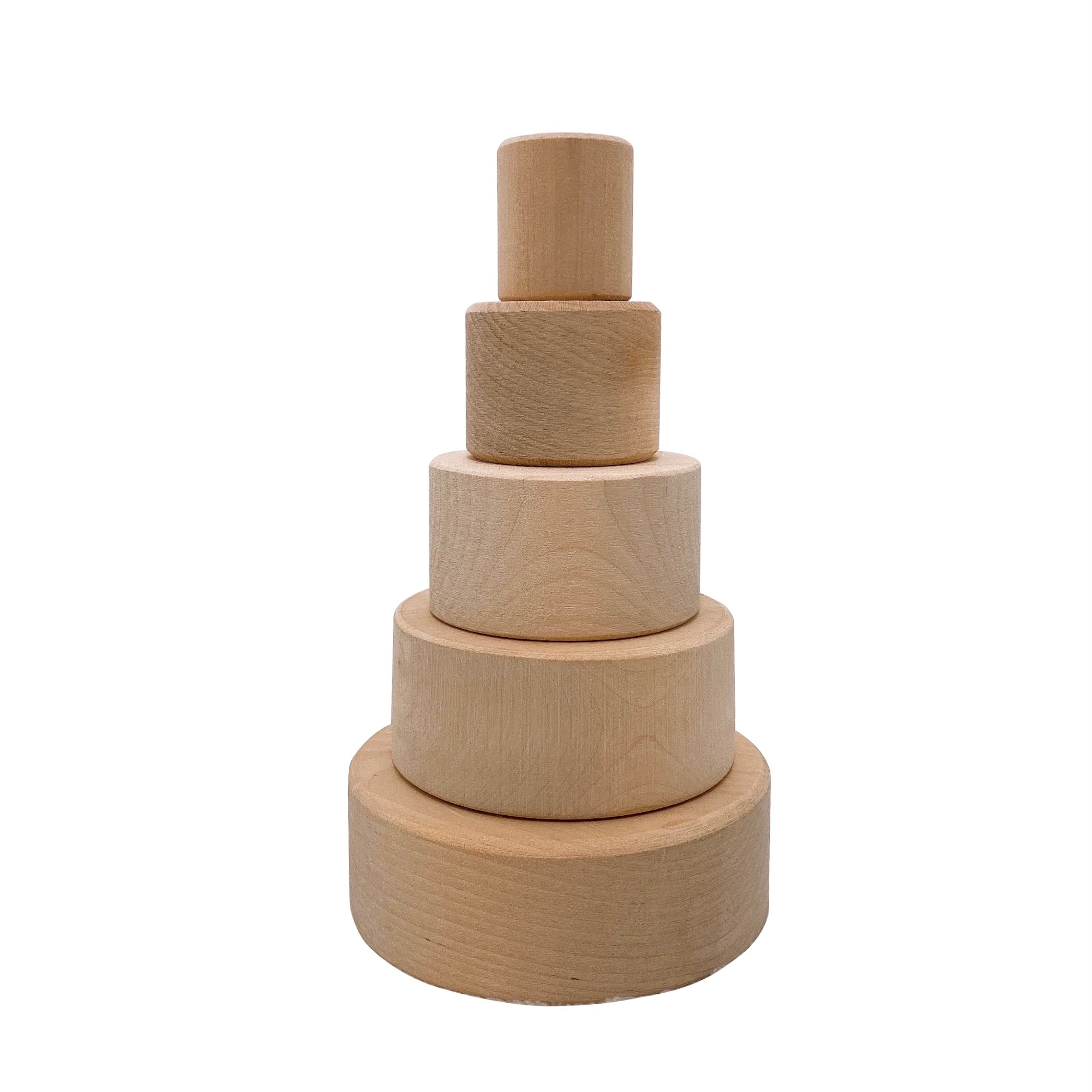 5 Pcs Natural Wooden Stacking nesting Cup bowl Set