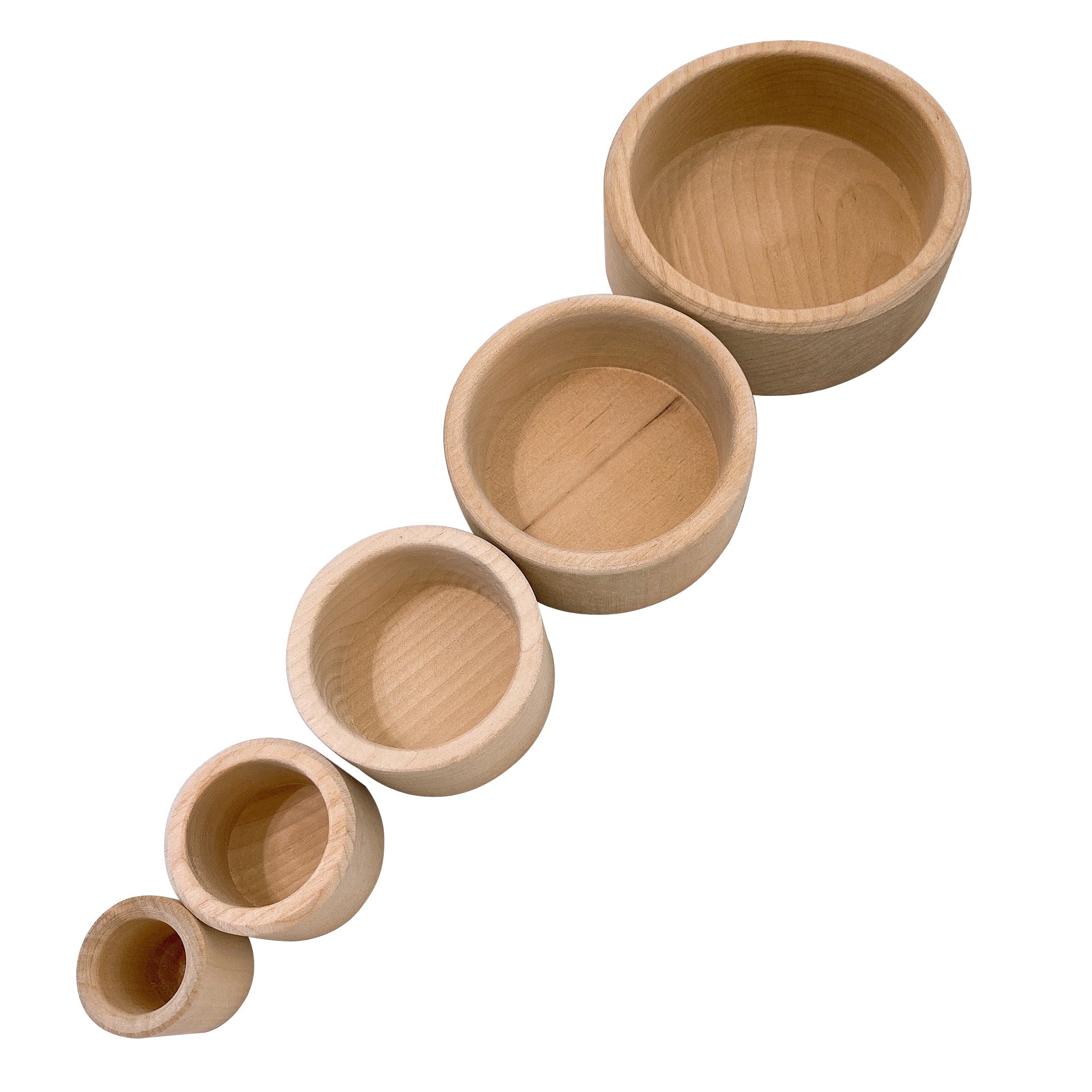 5 Pcs Natural Wooden Stacking nesting Cup bowl Set
