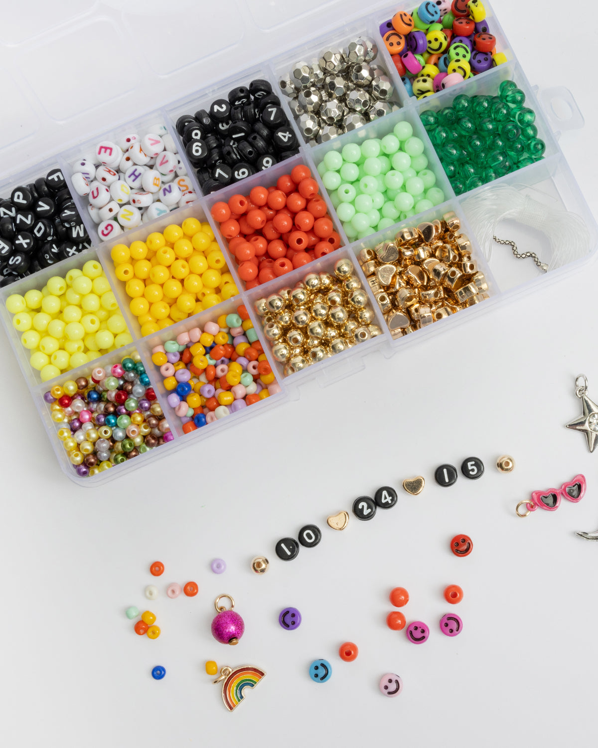 Bright Rainbow And Number Beads Diy Box Kit