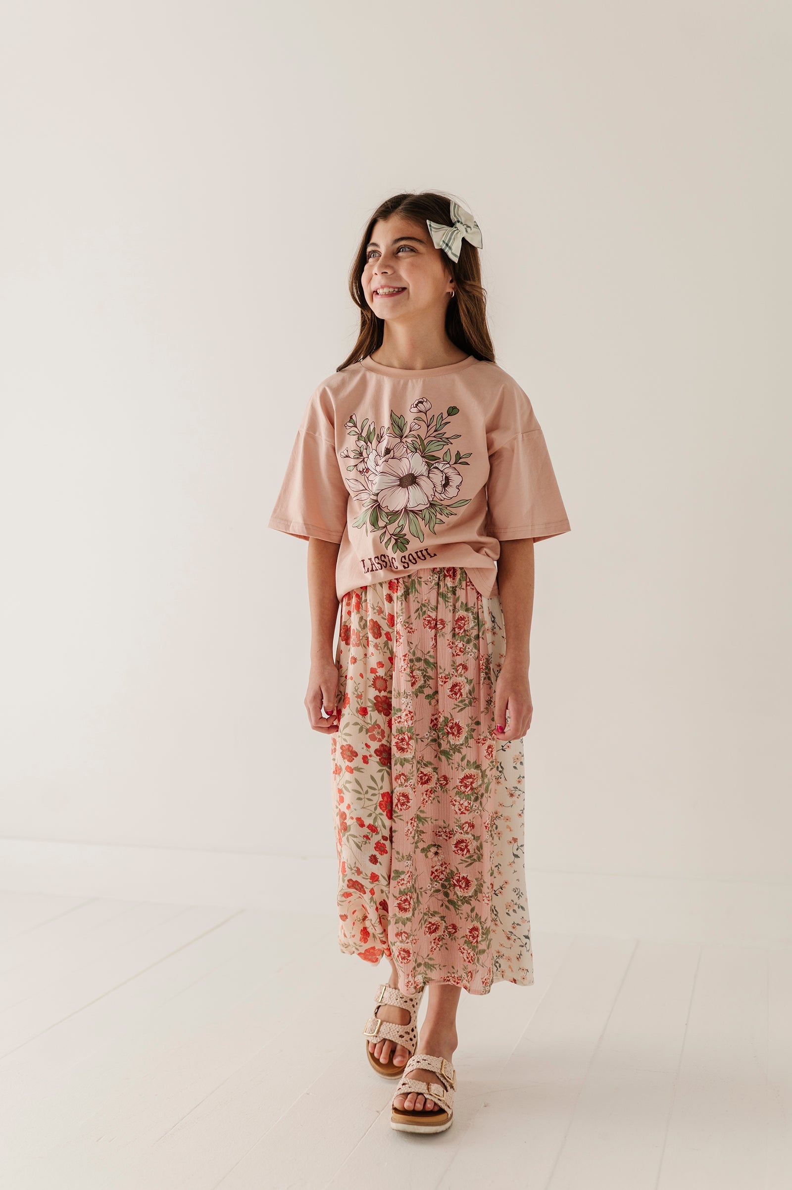 Girls Panel Maxi Skirt In Multirose