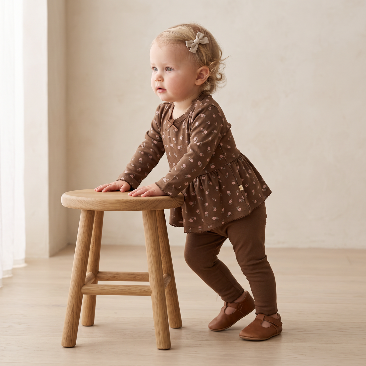 Organic Bodysuit Dress & Leggings Set - Primrose