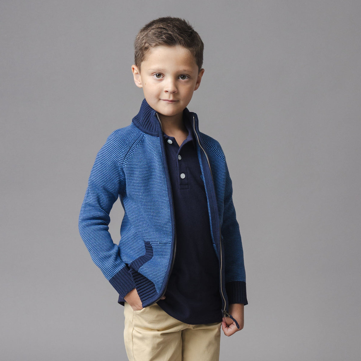 Organic Full Zip Mock Neck Sweater