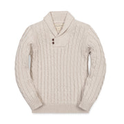 Organic Shawl Collar Cable Sweater