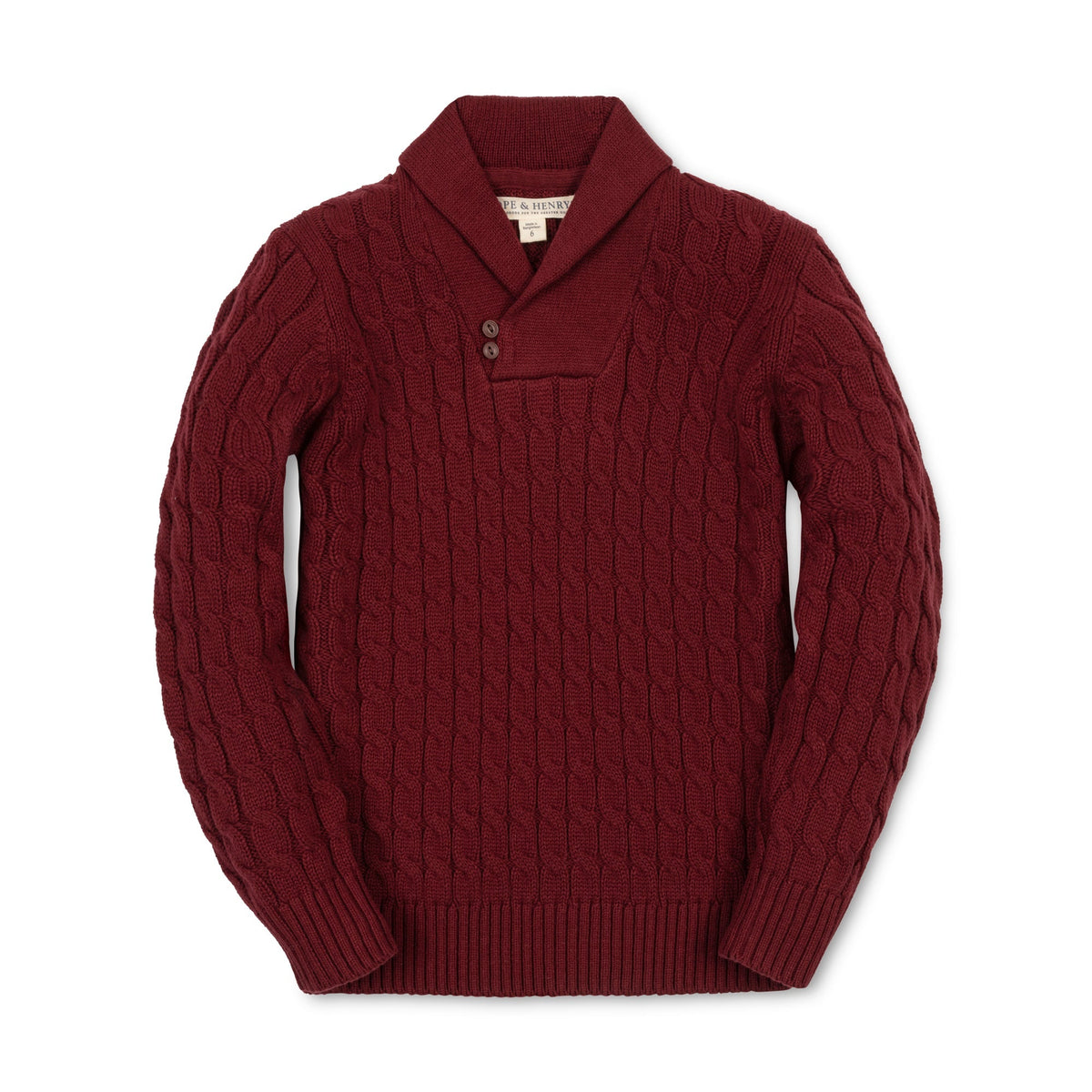 Organic Shawl Collar Cable Sweater