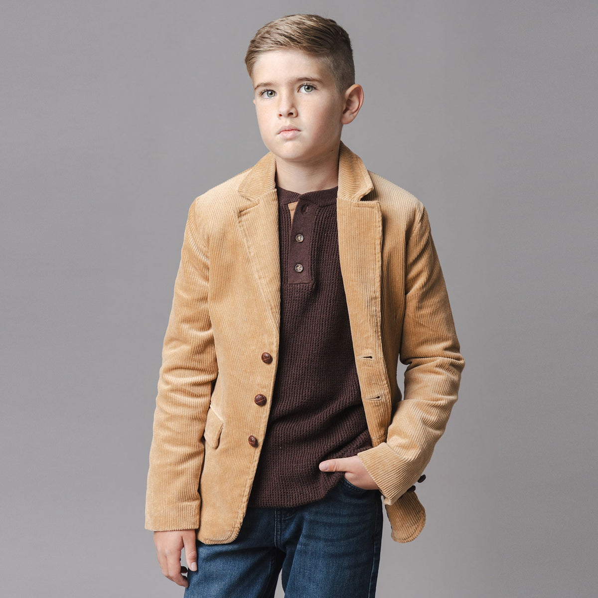 Organic Sweater Henley With Elbow Patches