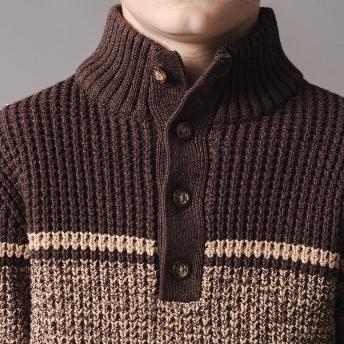 Organic Mock Neck Waffle Sweater