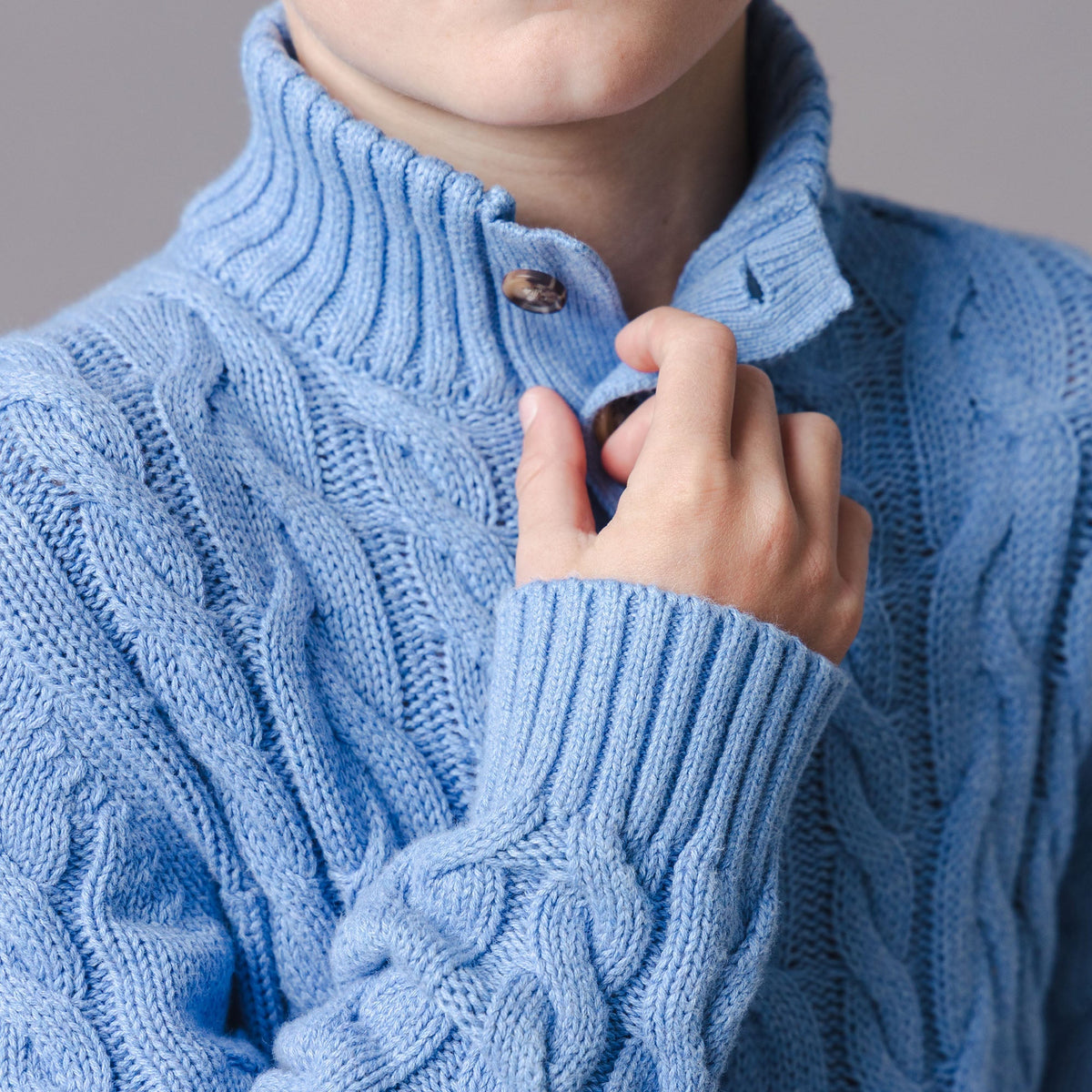 Organic Mock Neck Cable Sweater