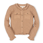 Organic Ruffle Trim Pointelle Cardigan