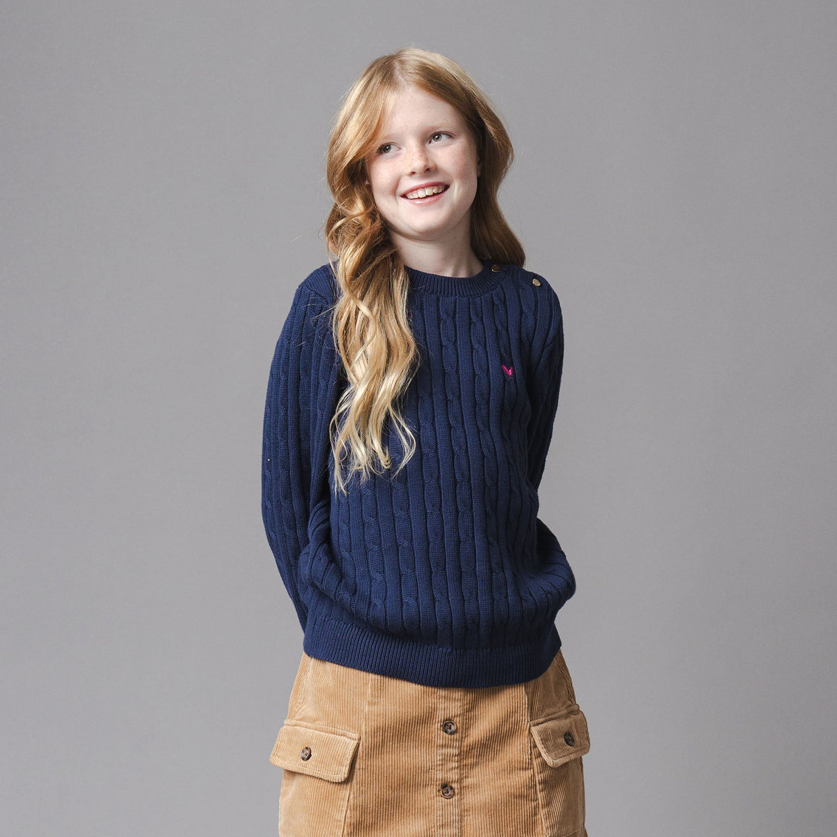 Organic Crew Neck Cable Sweater