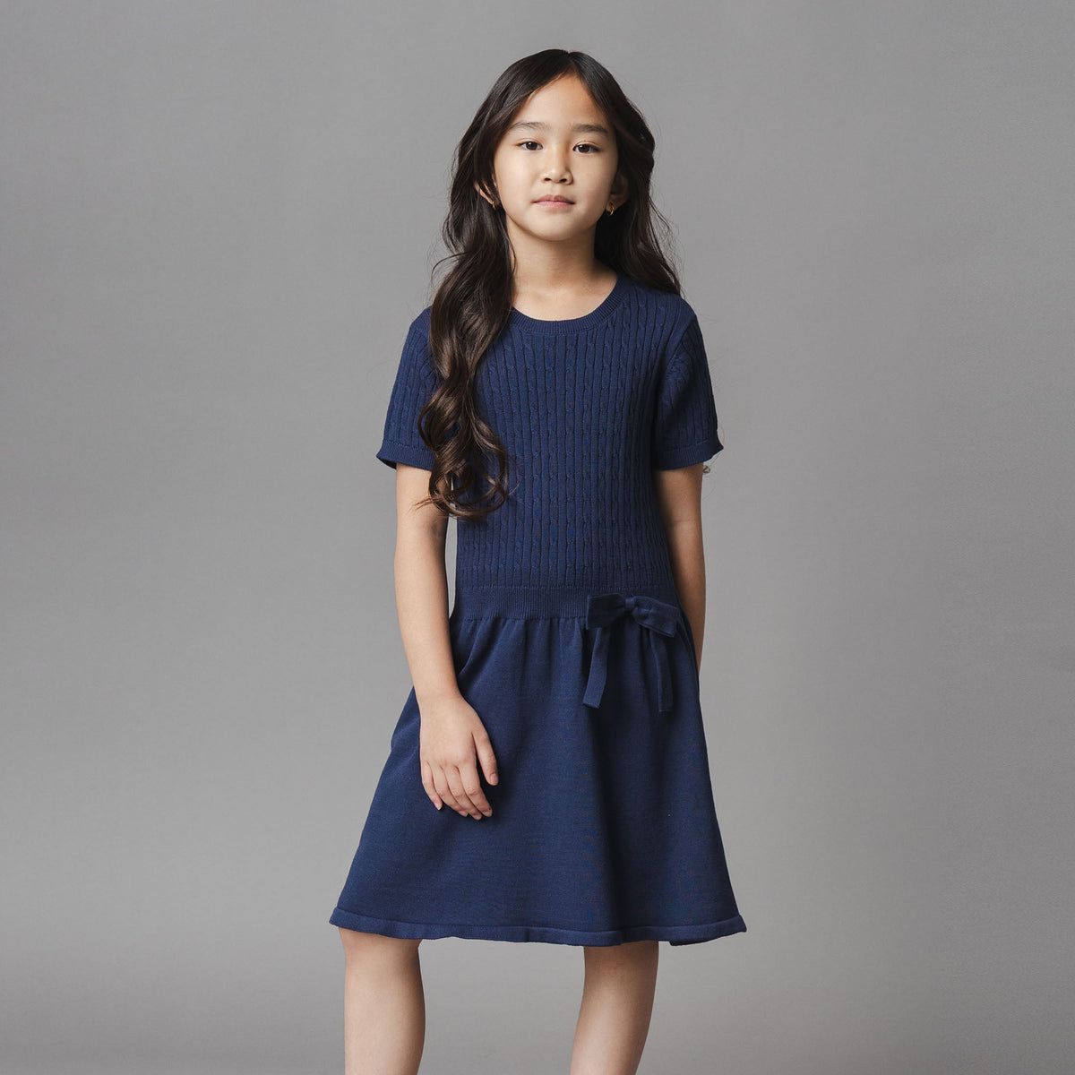 Organic Short Sleeve Cable Sweater Dress