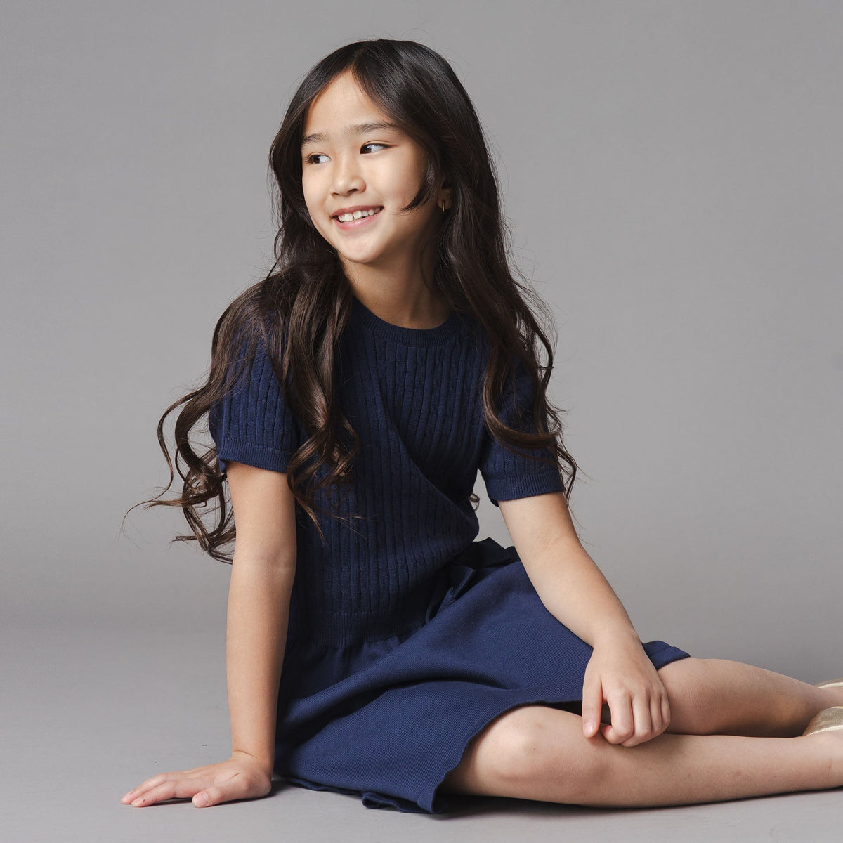 Organic Short Sleeve Cable Sweater Dress