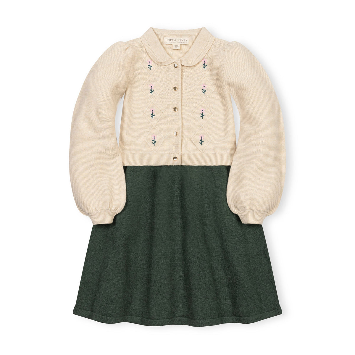 Organic Button Front Collared Sweater Dress