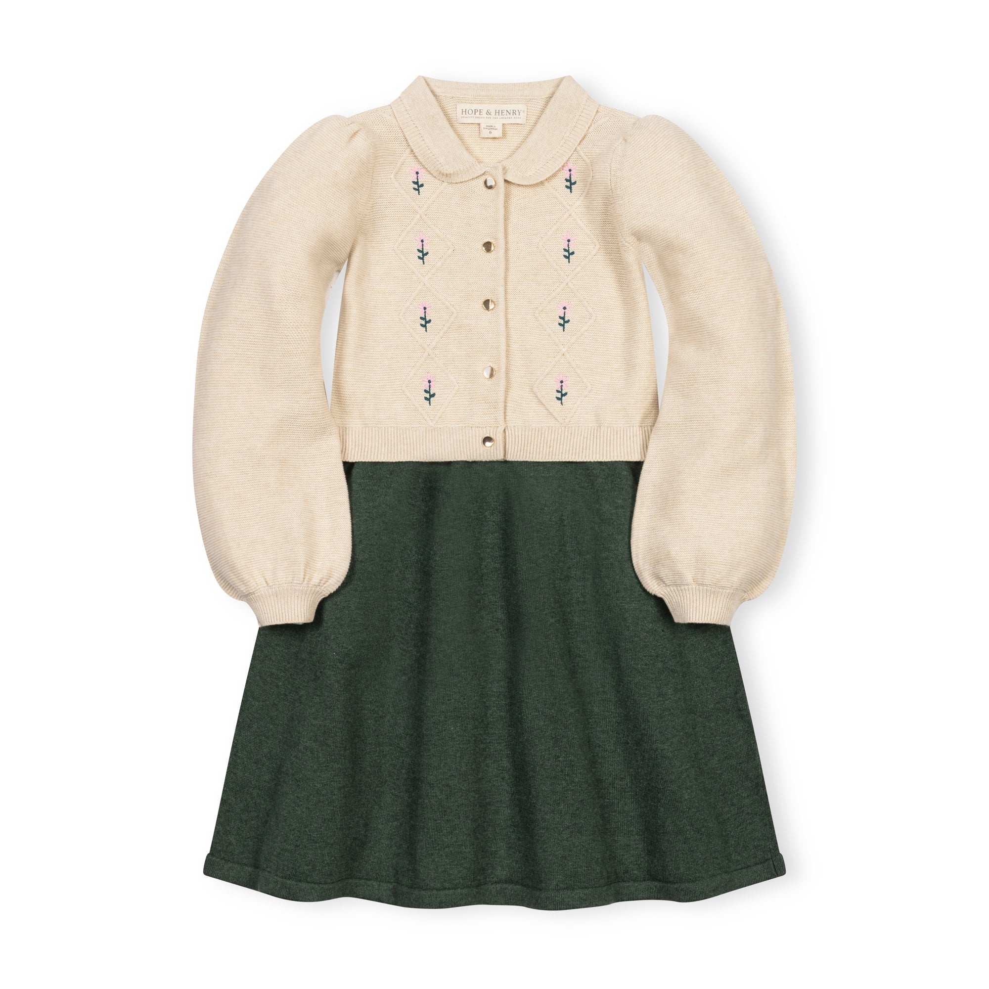 Organic Button Front Collared Sweater Dress