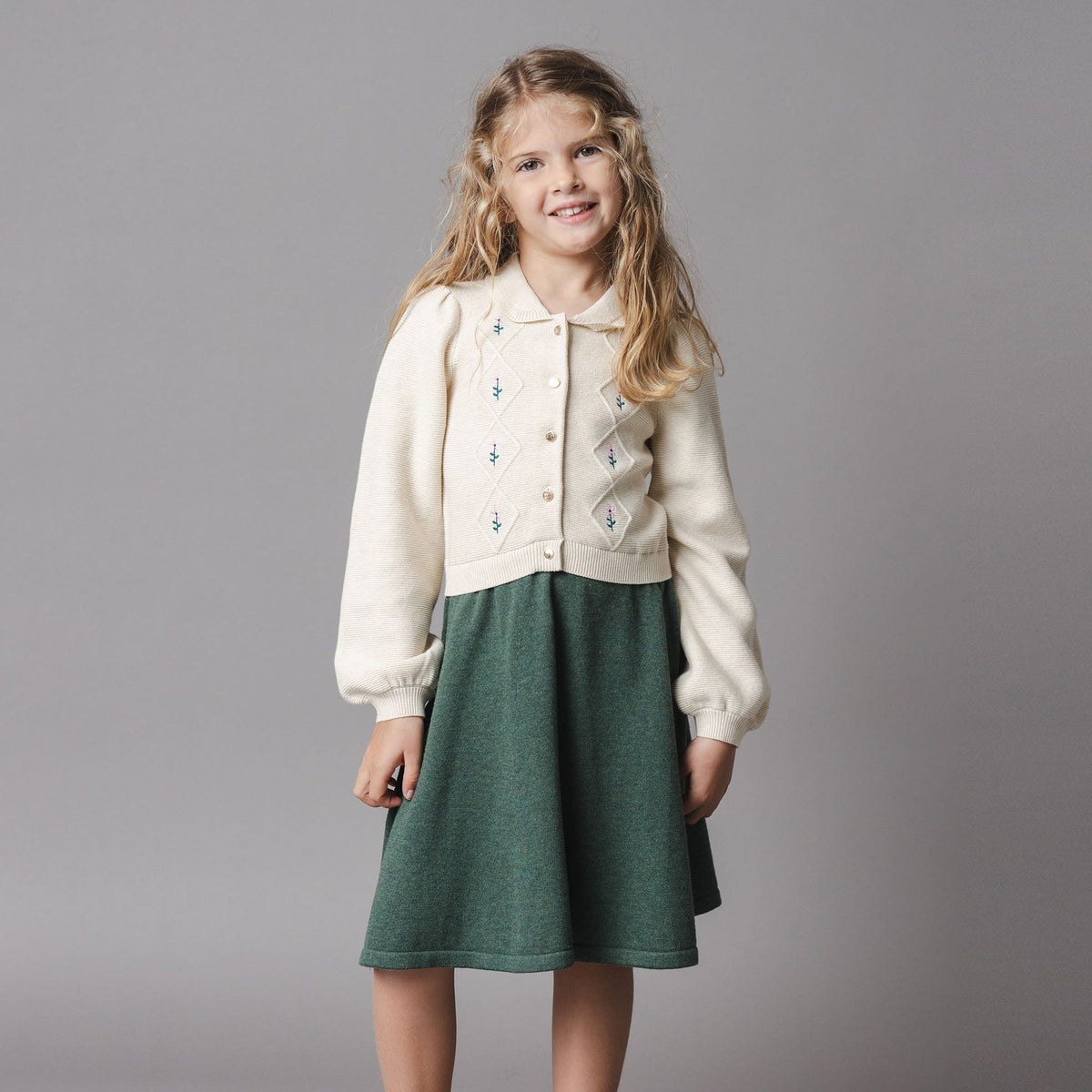 Organic Button Front Collared Sweater Dress