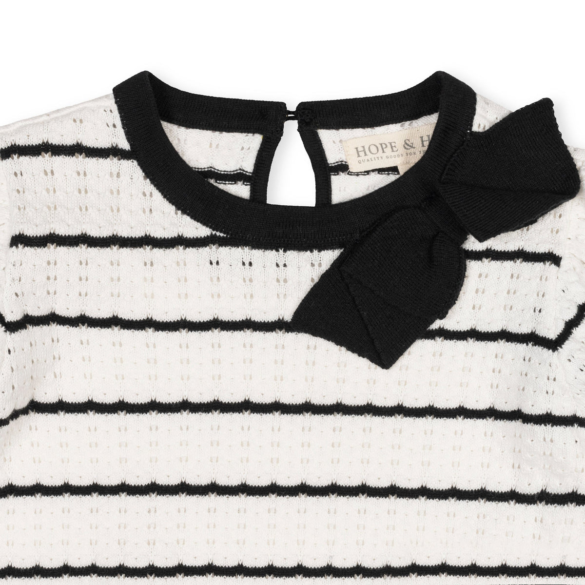 Organic Bow Detail Pointelle Sweater Dress