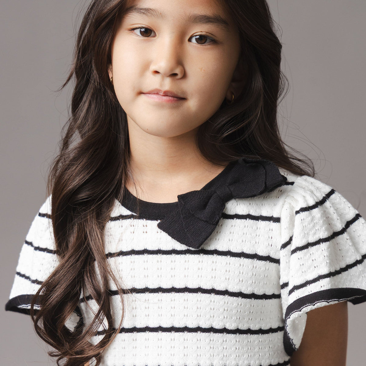 Organic Bow Detail Pointelle Sweater Dress