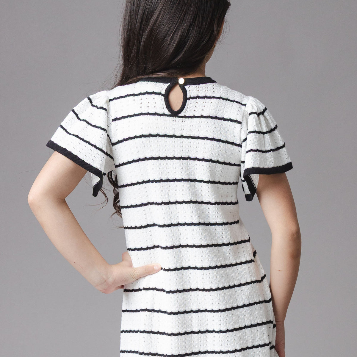Organic Bow Detail Pointelle Sweater Dress
