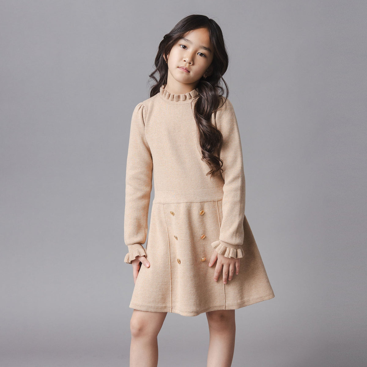 Organic Ruffle Edge Sweater Dress
