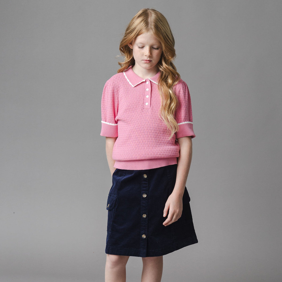 Organic Corduroy Button Front Skirt