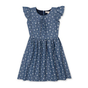Organic Ruffle Sleeve Chambray Dress