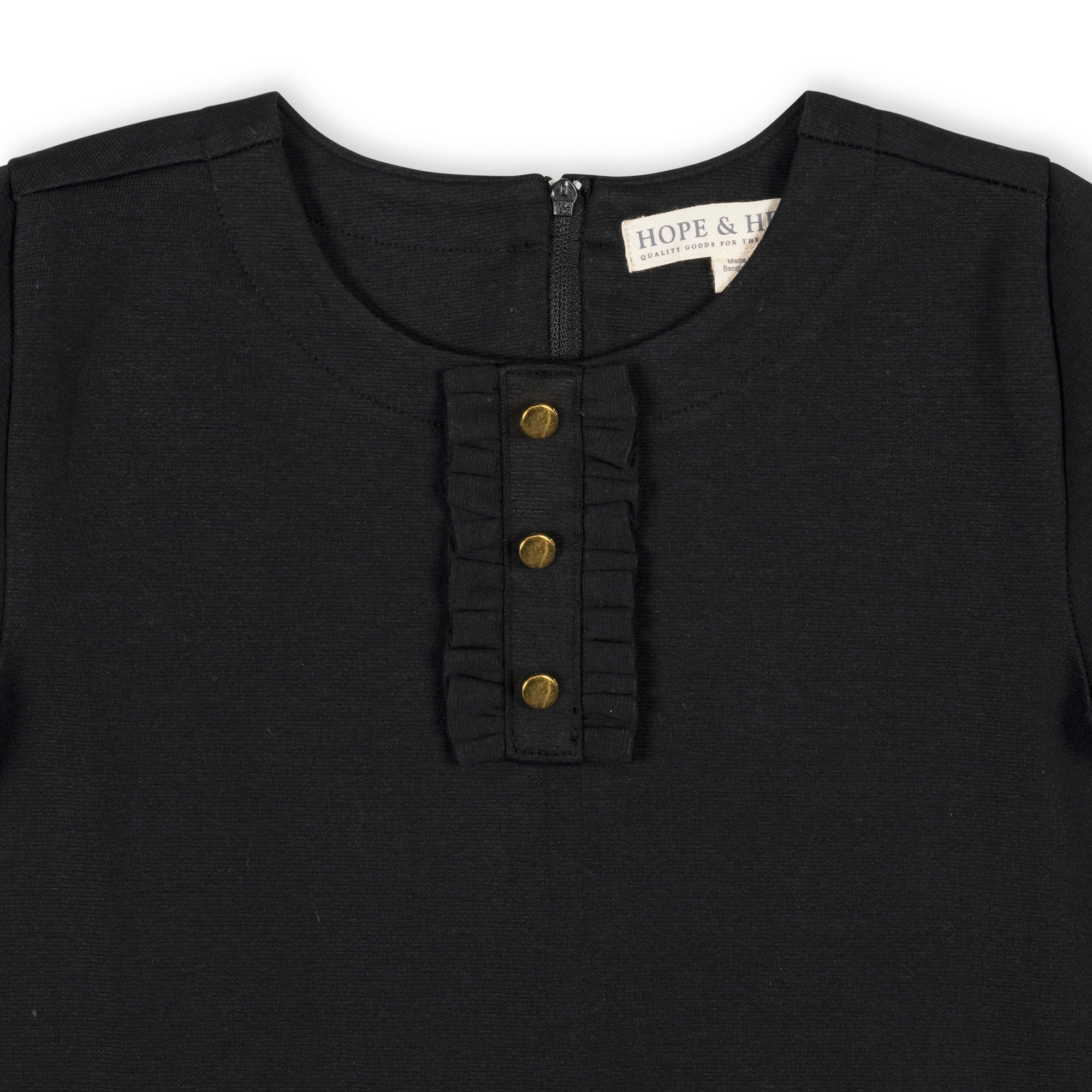 Ponte A-line Ruffle Placket Dress