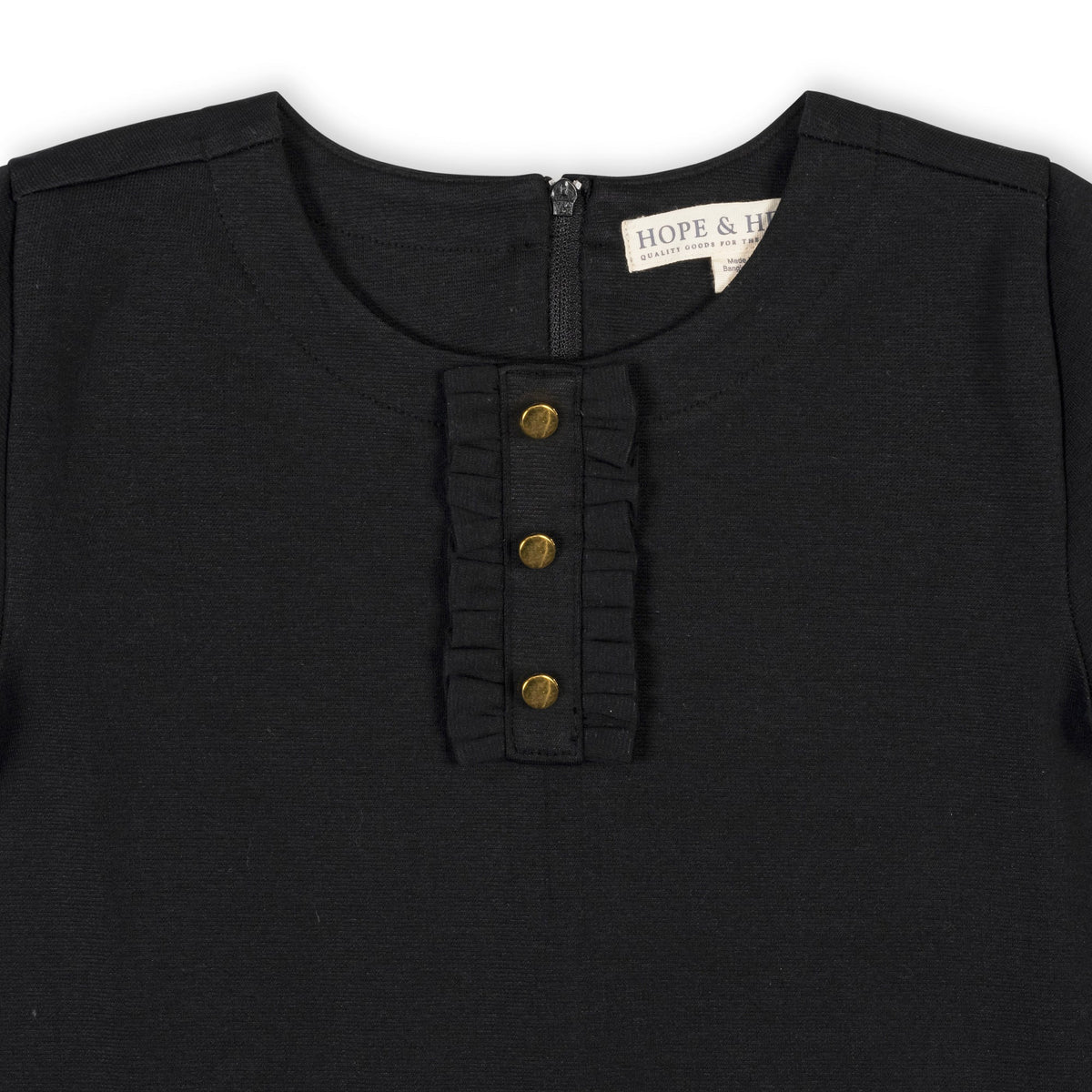 Ponte A-line Ruffle Placket Dress
