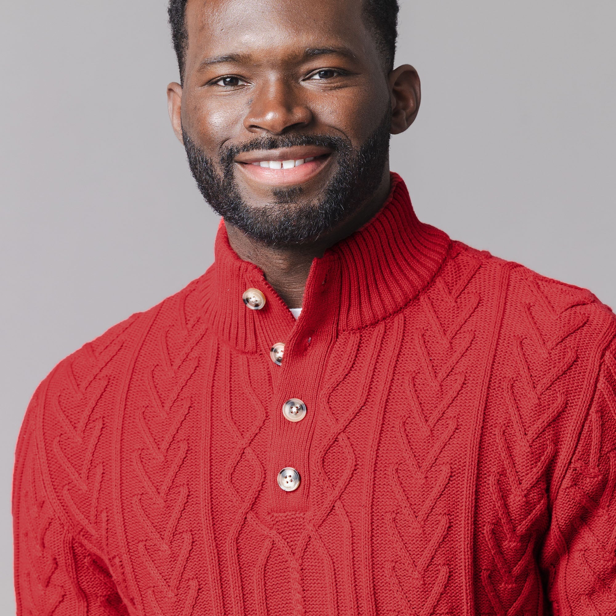Organic Mock Neck Cable Sweater