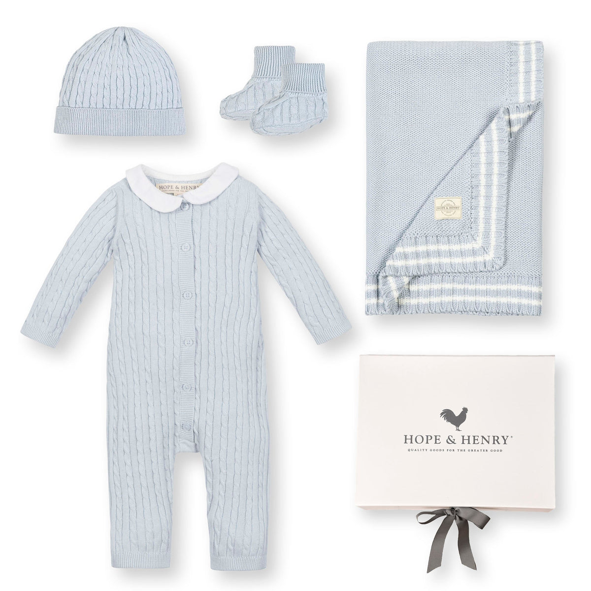 Organic Peter Pan Collar Romper 4-piece Boxed Gift Set