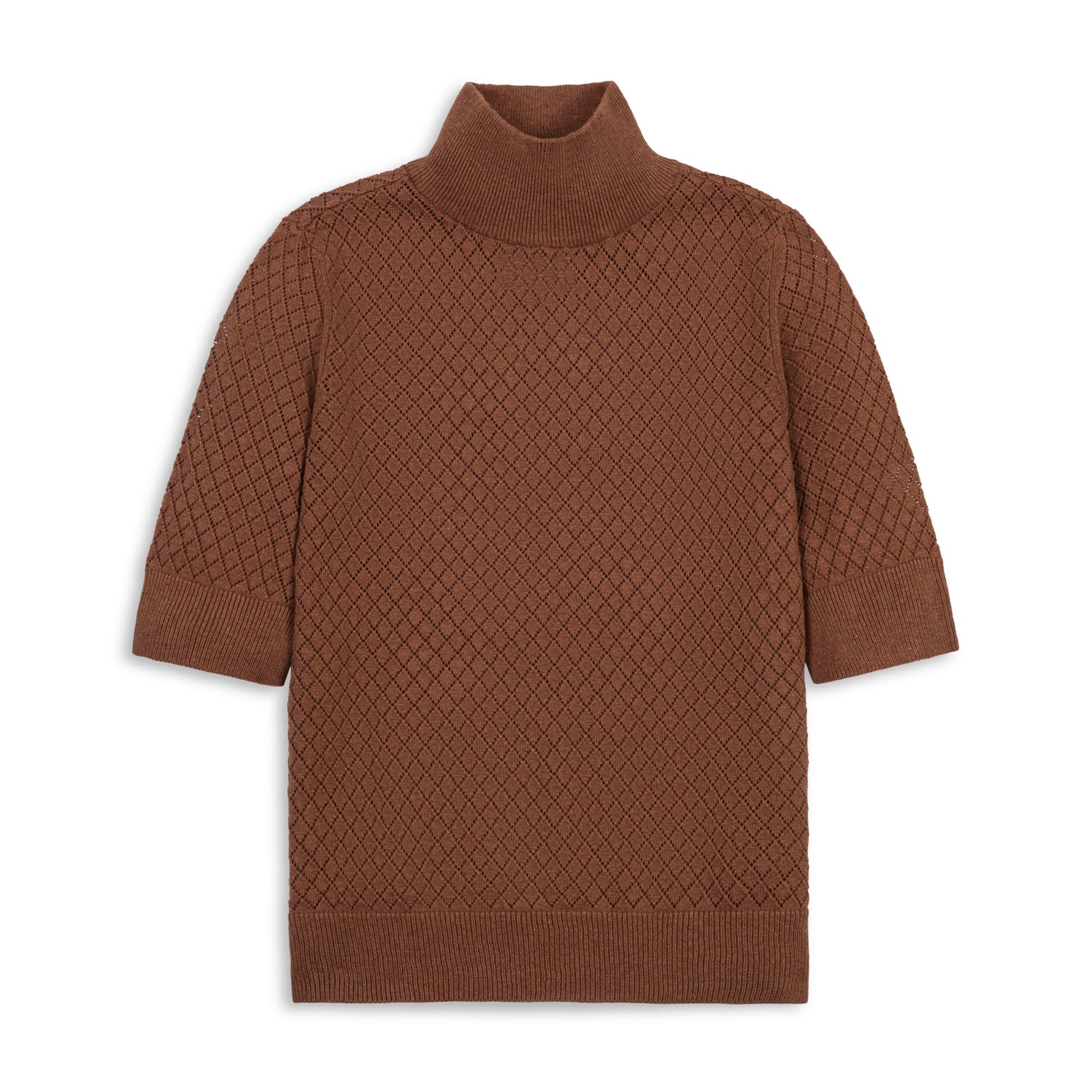Organic Diamond Stitch Mock Neck Sweater