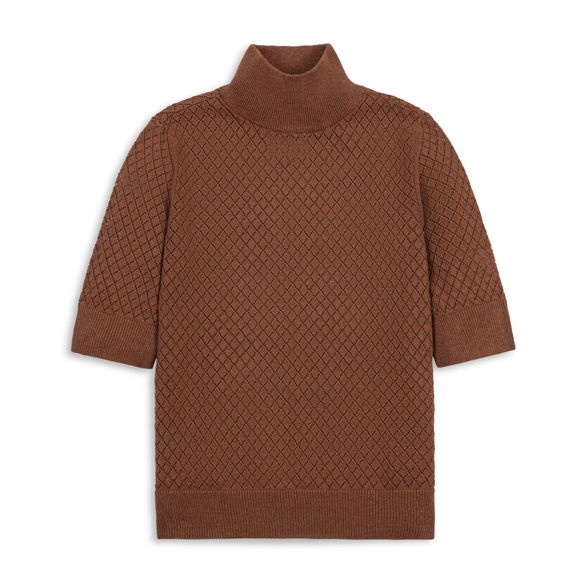 Organic Diamond Stitch Mock Neck Sweater