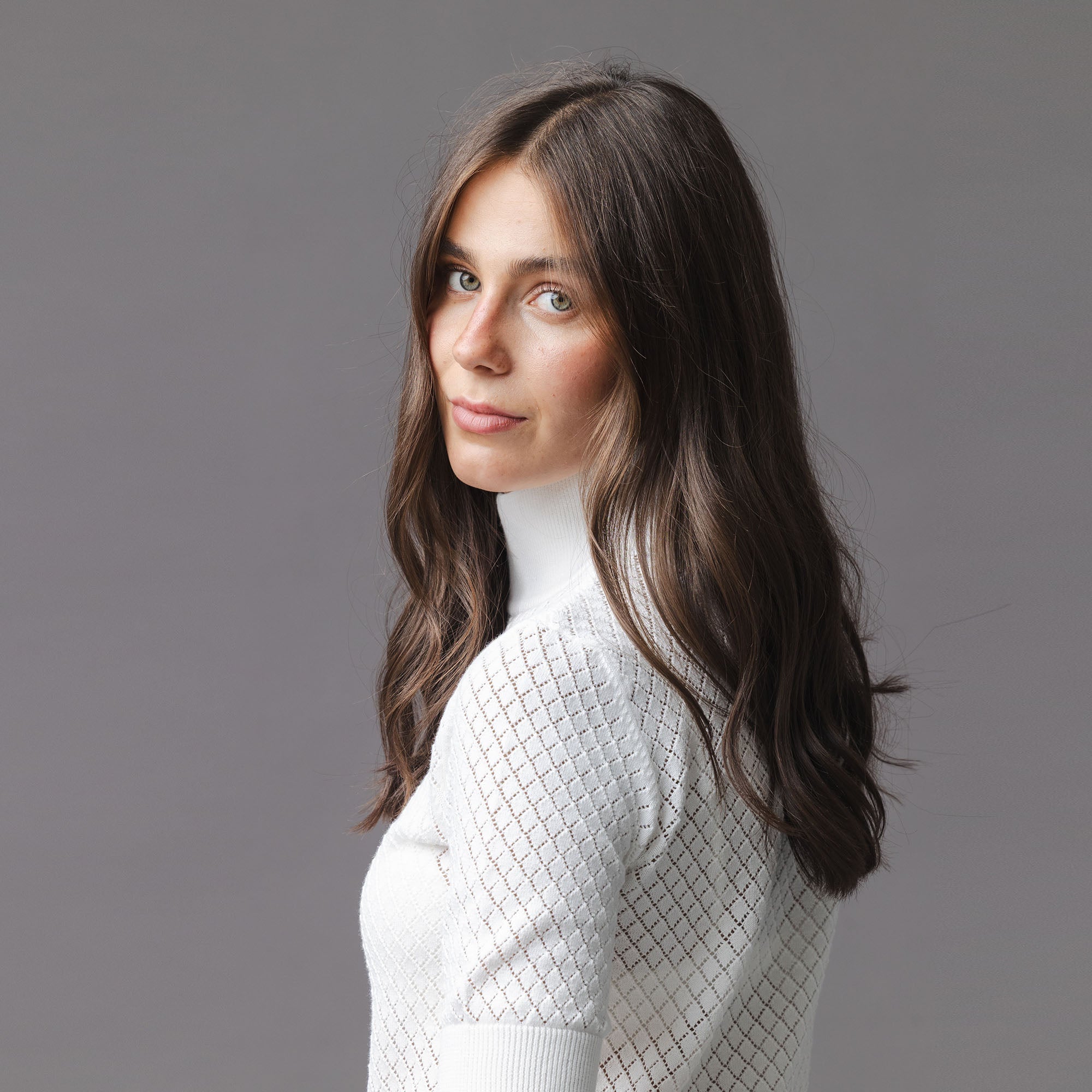 Organic Diamond Stitch Mock Neck Sweater