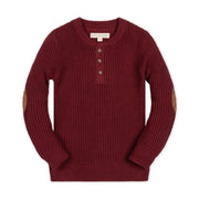 Organic Sweater Henley With Elbow Patches
