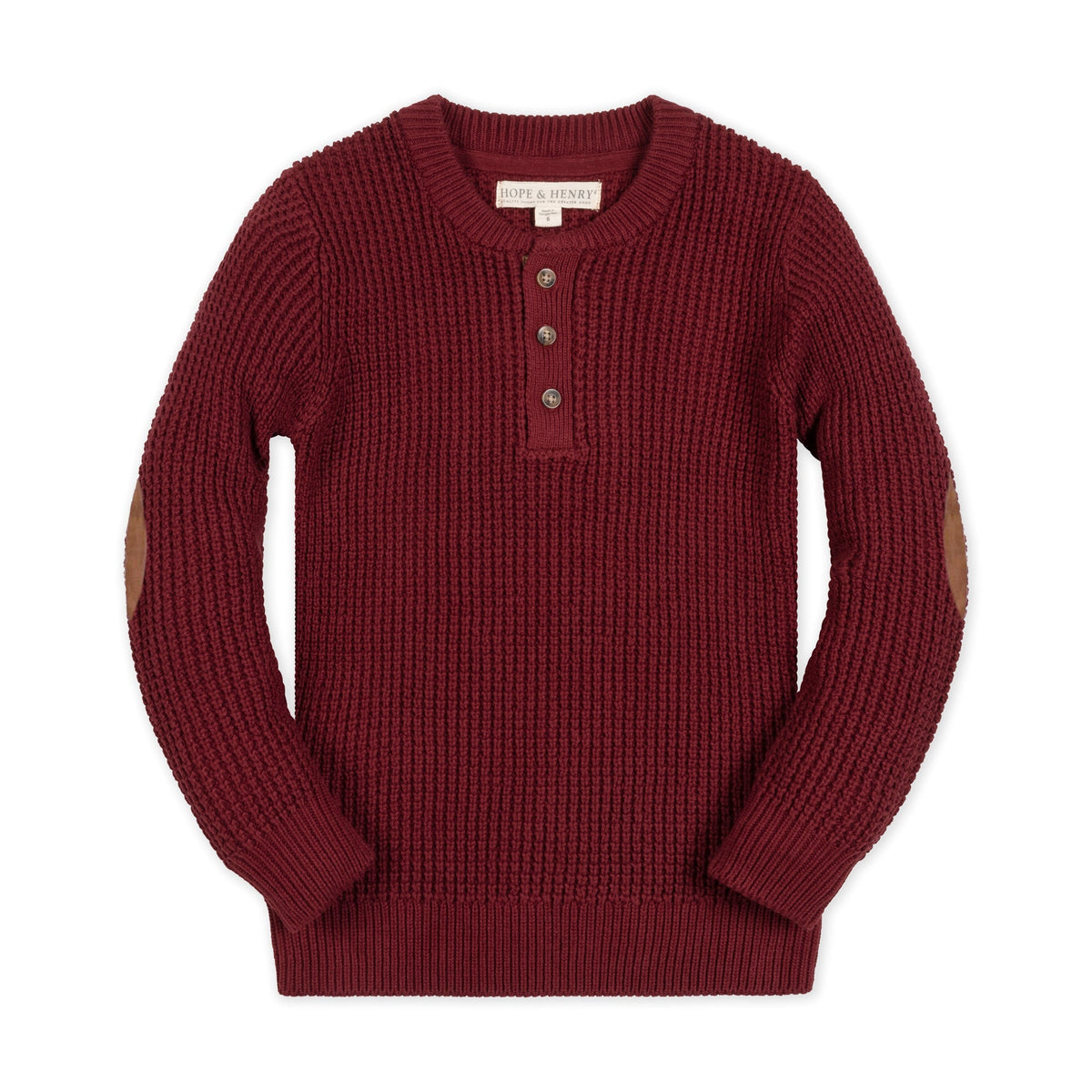 Organic Sweater Henley With Elbow Patches