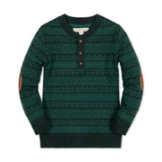 Organic Sweater Henley With Elbow Patches