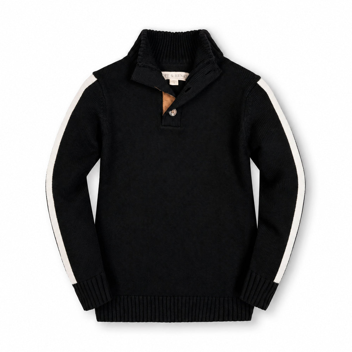 Organic Mock Neck Sleeve Stripe Sweater