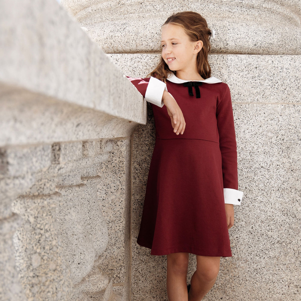 French Look Ponte Dress With Bow
