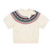 Organic Mock Neck Fair Isle Cable Sweater