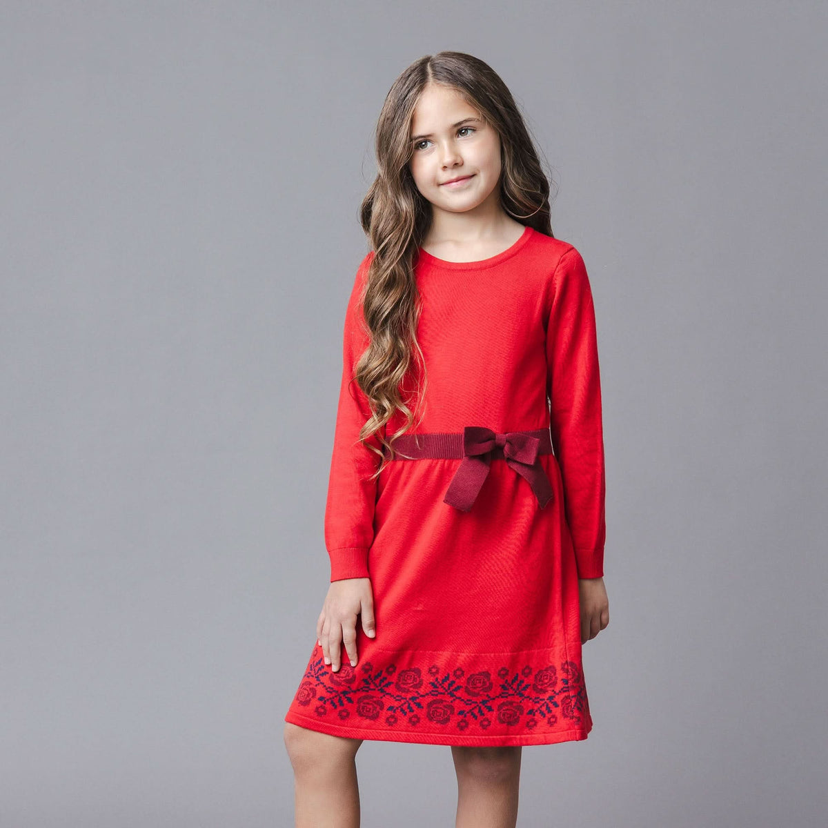 Organic Skater Sweater Dress With Bow