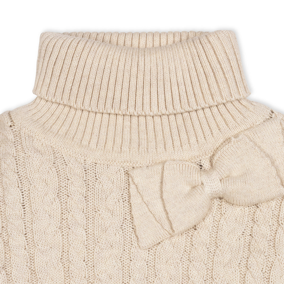 Organic Turtleneck Sweater Cape With Bow